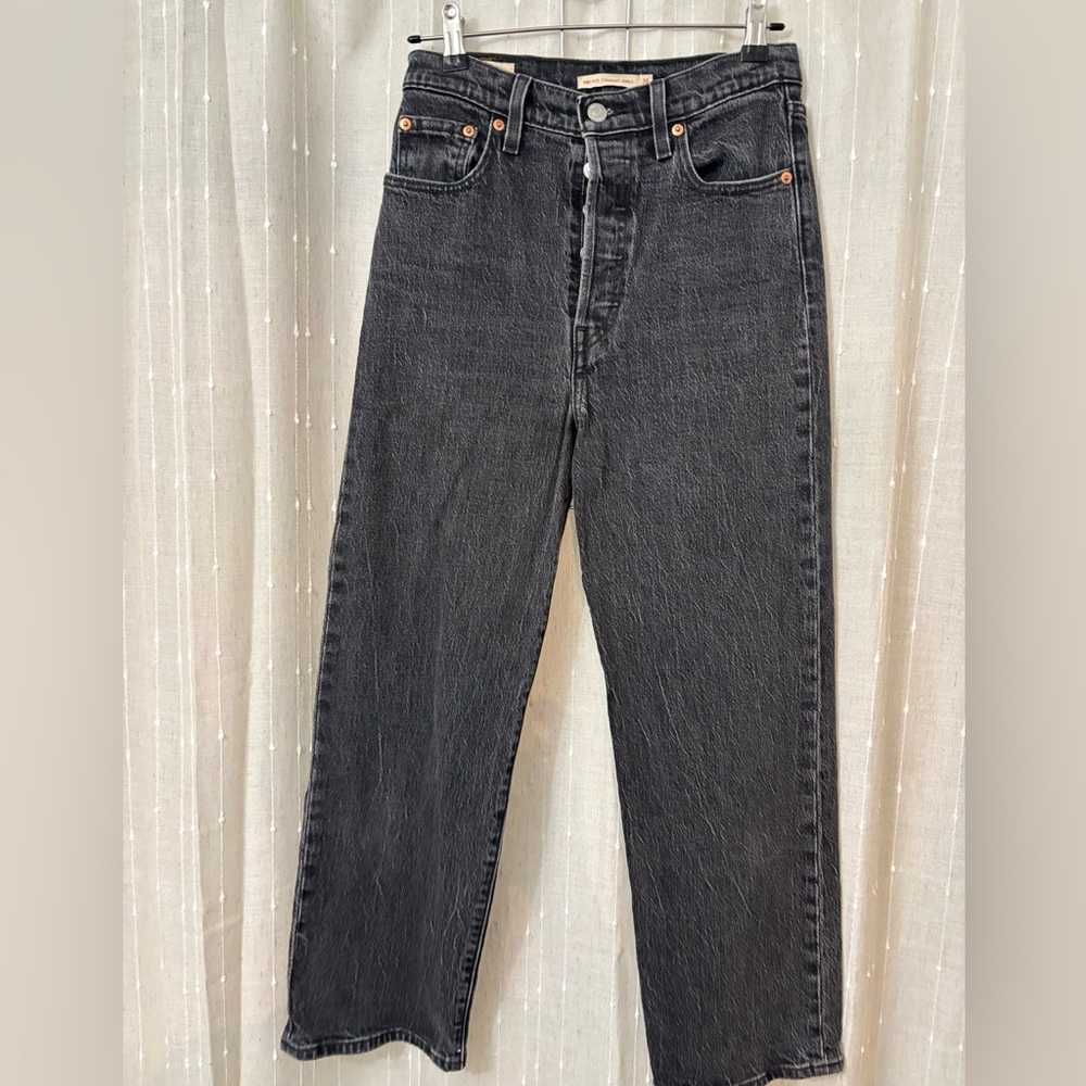Levi’s Ribcage Straight Ankle Jeans 26 Black High Rise